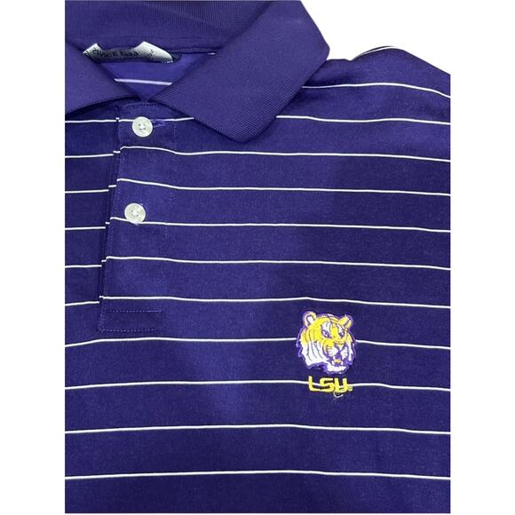 LSU Tigers Embroidered Stripe Polo Short Sleeve Shirt, Size Large - Picture 4 of 5
